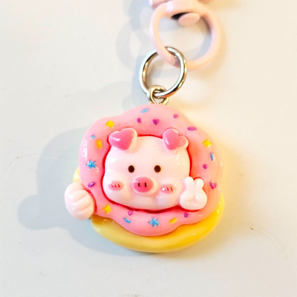 Pig Dessert Keychains, Kawaii Pastel Charms, Purse, Bags, Backpack, Cartoon
